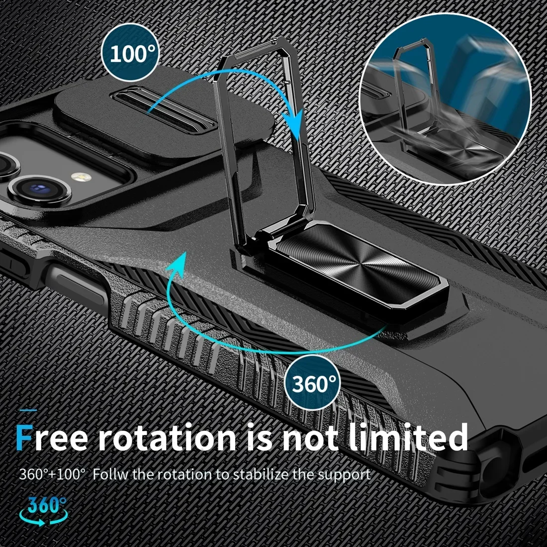 Premium Shockproof Case with Kickstand & Camera Lens Protector