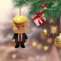Creative Donald Trump Acrylic Car Pendant Christmas Tree Decoration Drop Ornament Backpack Pendant Party Gift Supplies 2d Printe