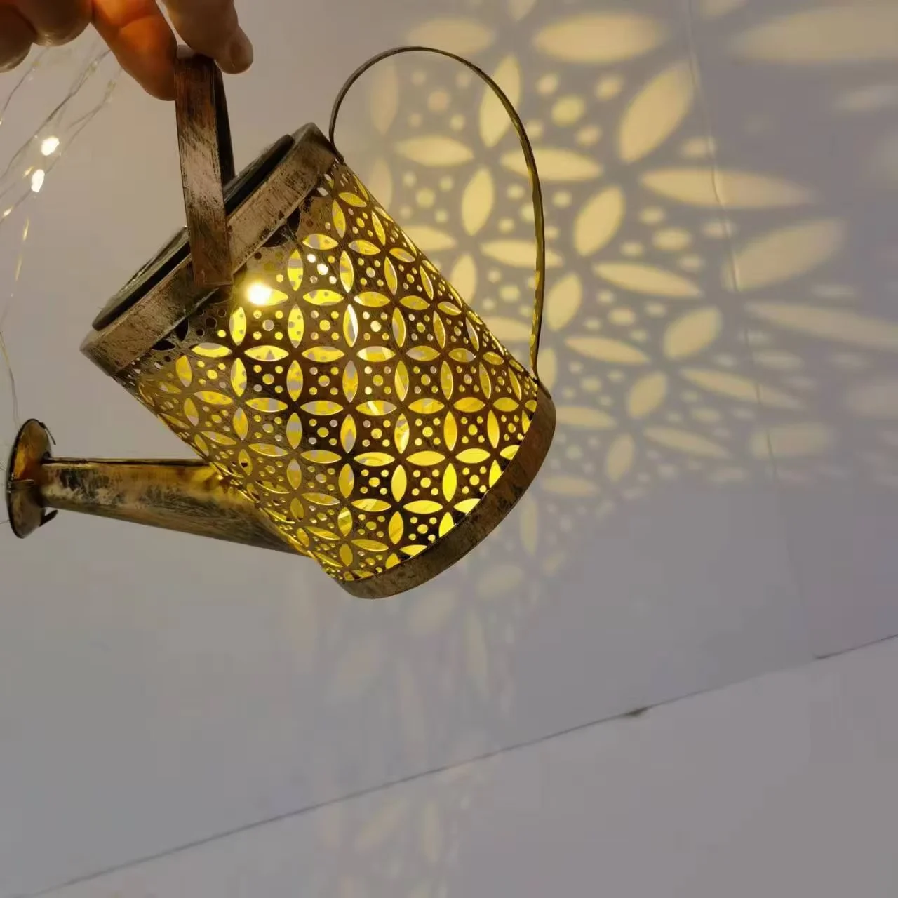 Solar Watering Can with Lights Outdoor Garden Decoration