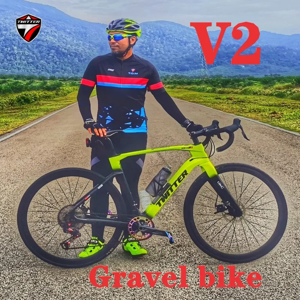 

TWITTER gravel bike V2 105 R7000-22S oil disc brake line Off-road grade T900 carbon fiber road bicycles 700*40C bicicleta wheel