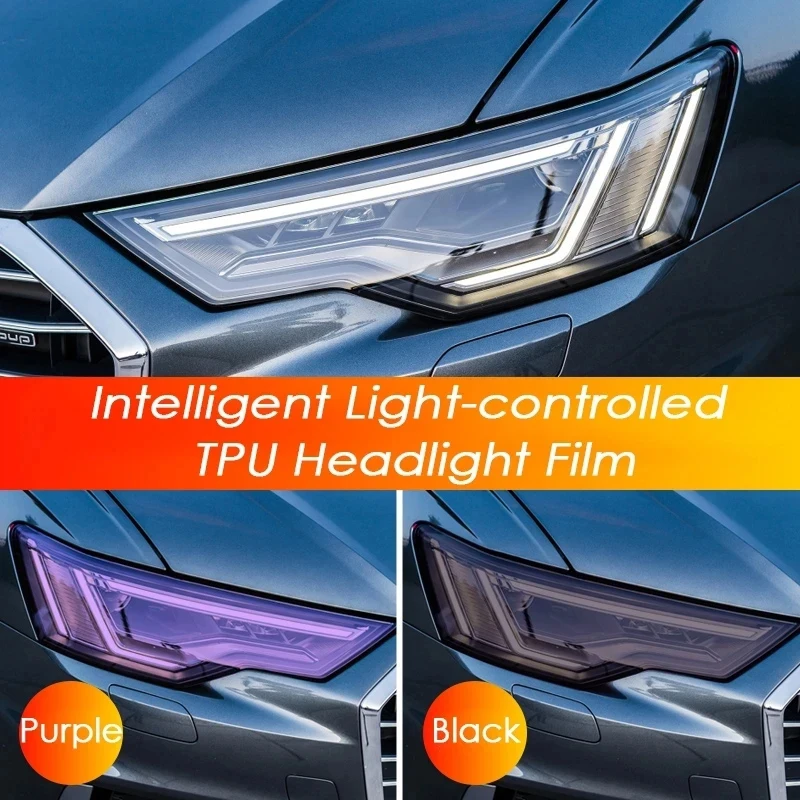 Intelligent UV Color Change TPU PPF Photochromic Headlight Film For Any Car Lamp Decor Hot Repair Anti-scratch Protect Stickers