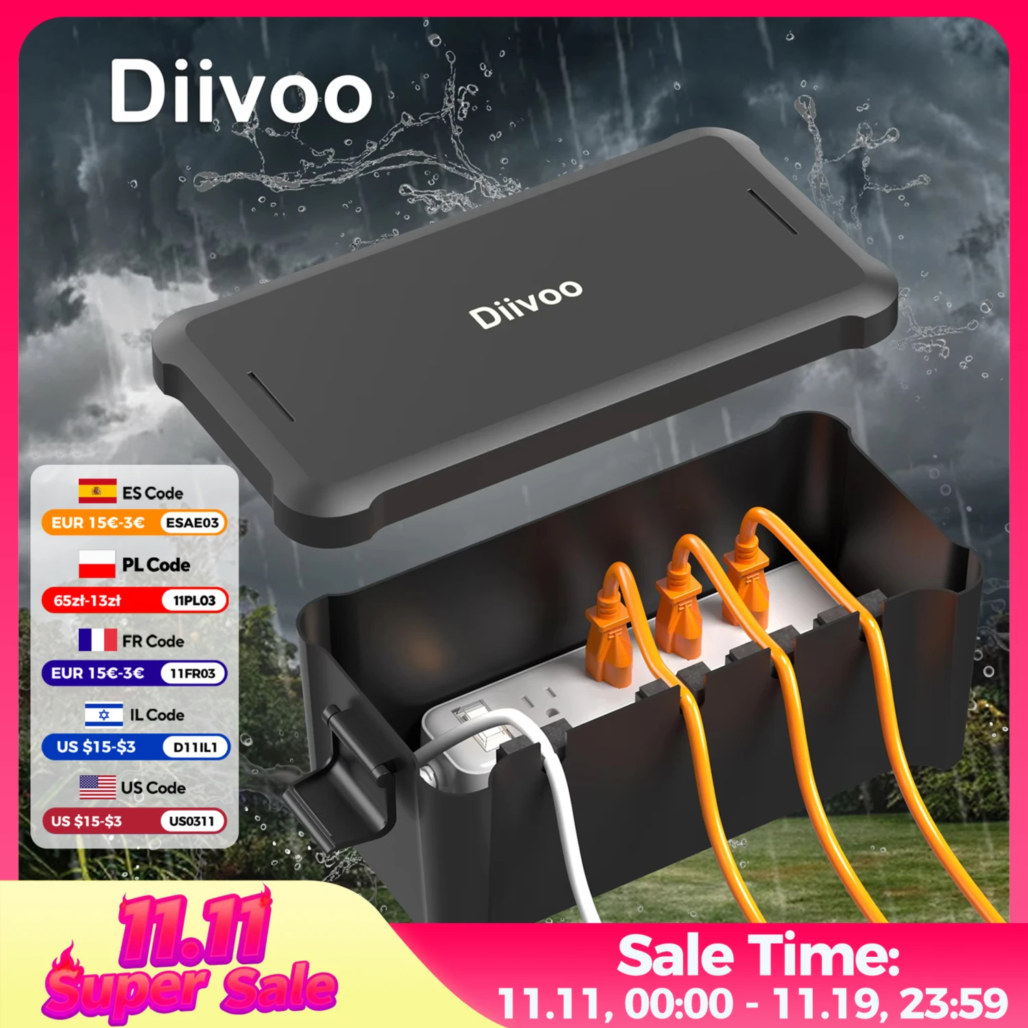 Diivoo กล่องไฟฟ้ากันน้ําภายนอกการเชื่อมต่อสายเคเบิลซ็อกเก็ตสิ่งที่ส่งมากลางแจ้งกล่องเชื่อมต่อสายไฟต่อสําหรับสวน 1