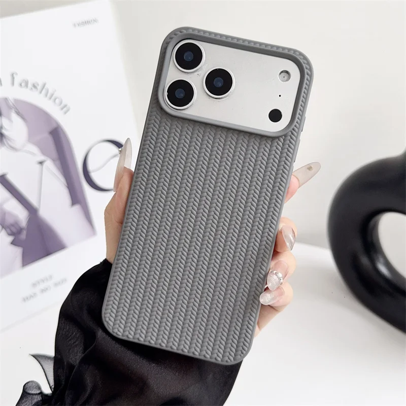 Elegant Woven Matte Shockproof Phone Case - Non-Slip Soft Protection Cover