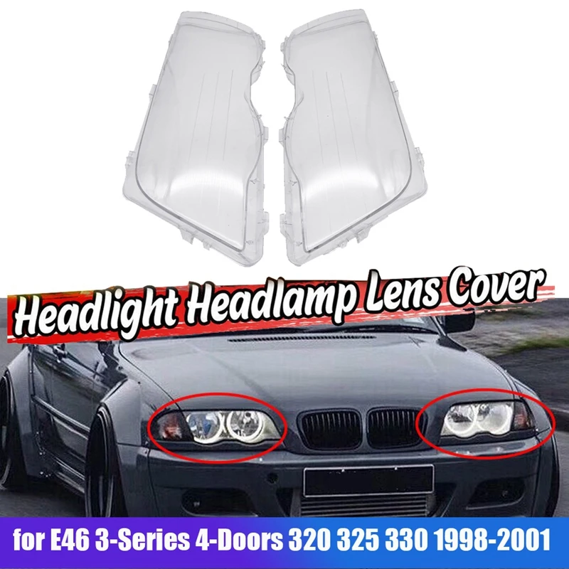 Right Car Headlight Lens Cover Lens Head Light Shell Cover For BMW E46 3-Series 4-Doors 320 325 330 1998-2001 1