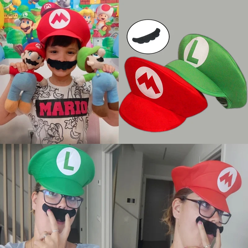 Mario Hoed Mario Bros Verjaardagsfeestje Hoeden Luigi Cosplay Cartoon Baby Cap Klassiek Spel Anime Figuur Feestdecoratie Voor Kinderen Cadeau