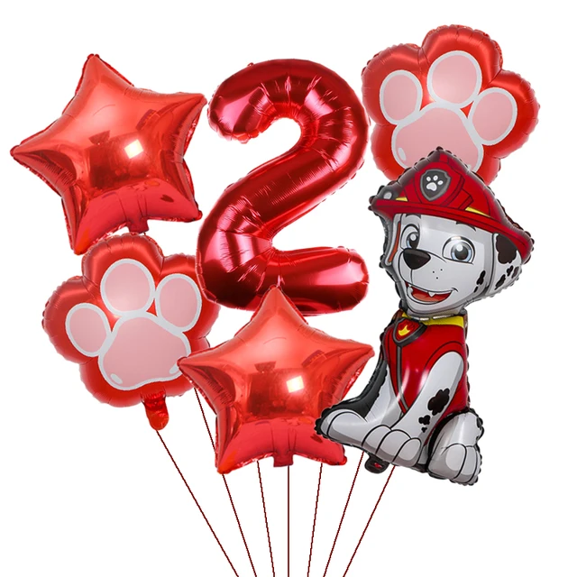 6pcs/set Paw Patrol Pink Skye Puppy Number Balloon Little Girl Foil Ballon for Baby Kids Girl Birthday Party Decoration Supplies 3