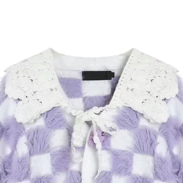 CORGI TENNIS SWEATER すり込ん PURPLE CASHMERE XL