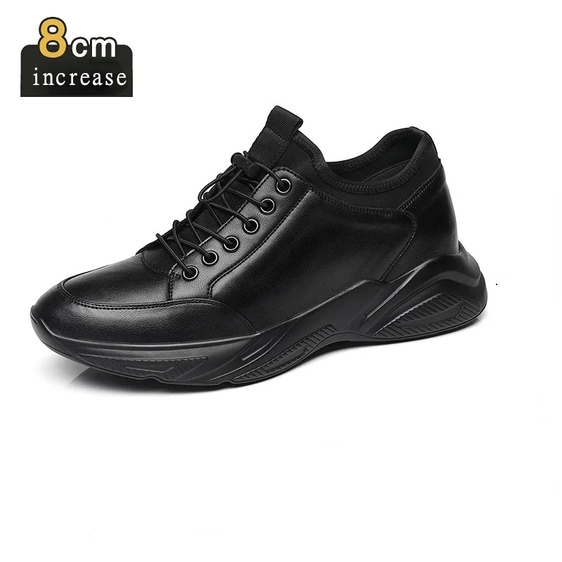 

Height-increasing Sneakers Elevator 8cm Shoes Men's Lightweight Thick-soled Shoes Men Sports Leisure Genuine Leather Shoes Male