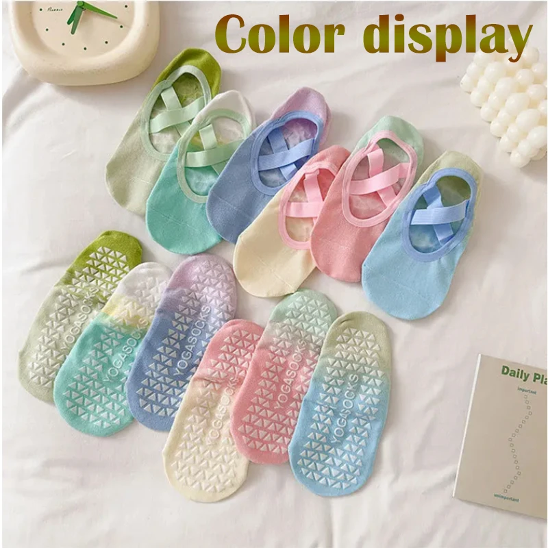 1 Pair of Gradient Silicone Yoga Socks Suitable for Women's Pilates Fitness Grip Strength Indoor Dance Sports Socks