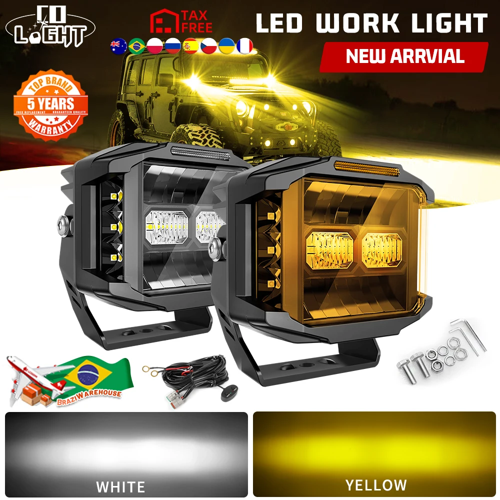 

CO LIGHT 5 Inch Offroad Driving Side Shooter Light with Amber DRL Yellow/Amber3" Fog Light for SUV ATV Car with Wiring Harness