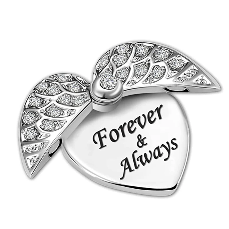 Dropshipping Engelsflügel Inspiration I Love You Charm Perlen passend für Schlangenkettenarmband, DIY-Armbandzubehör mit 2 Stück Abstandshaltern – Detail 6