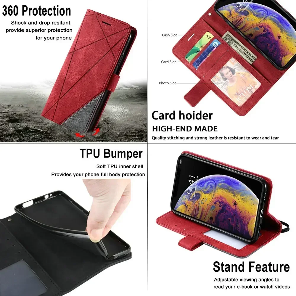 Leather Flip Case with Card Holder for Realme and OPPO Smartphones