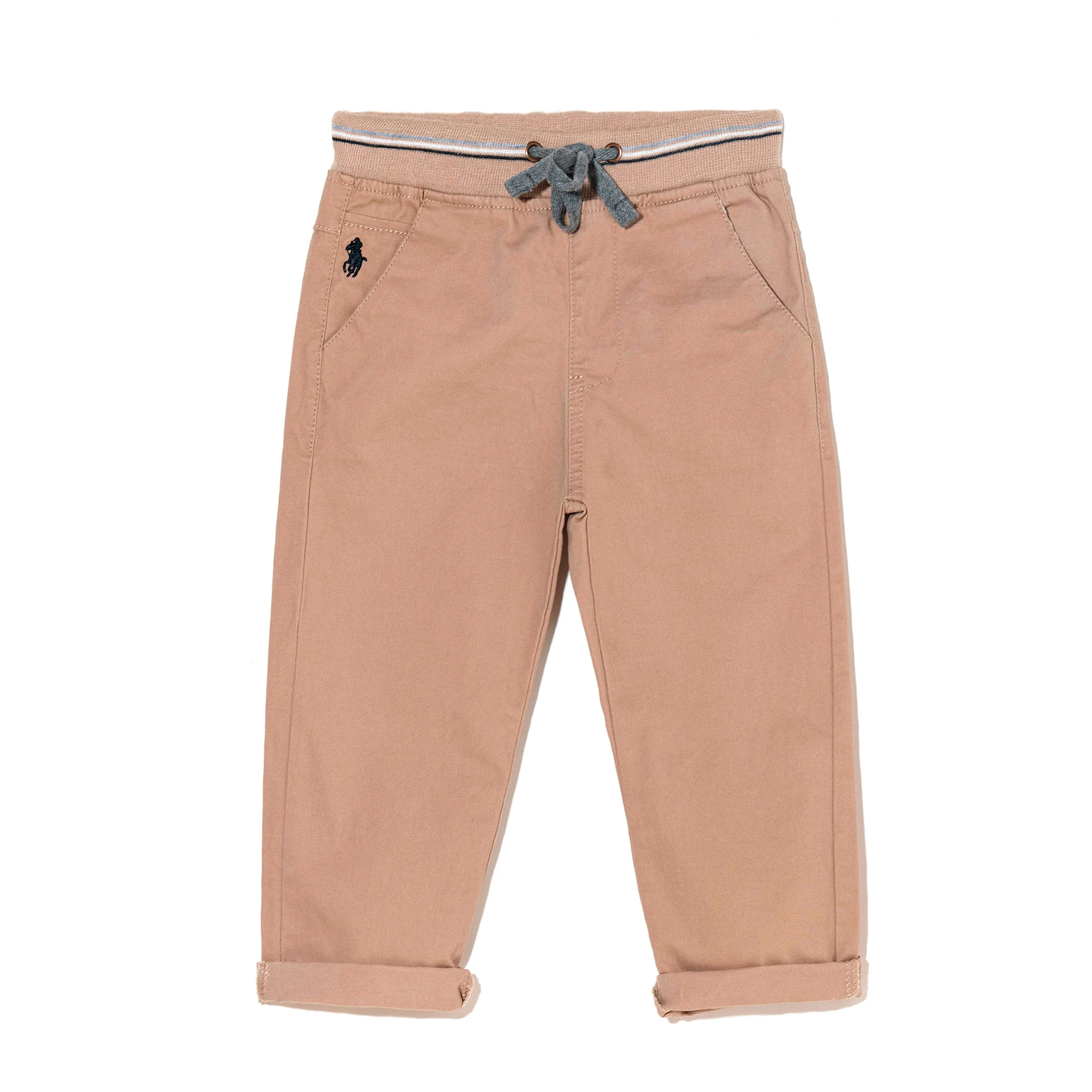 Spring and Autumn style boys' straight tube tied suit pants, boys' western-style pure cotton khaki pants