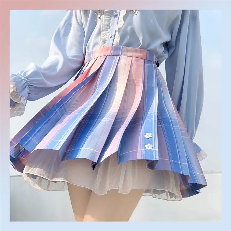 

Japanese Student Jk Uniform Skirt Sweet Lolita Kawai Girl Sweet Soft Girl Daily Costume Gradient Skirt Cosplay Cos Loli