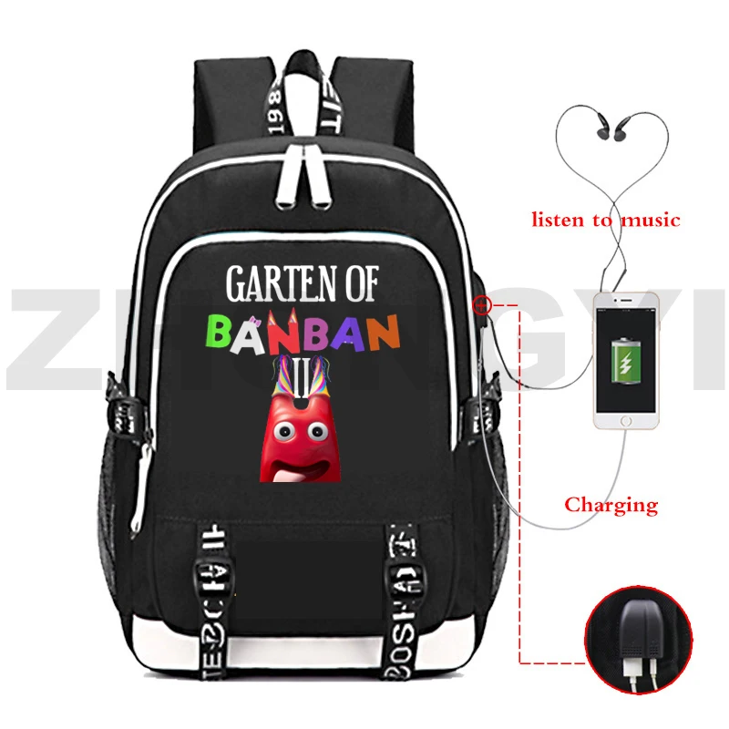 

Trendy Game Garten of BanBan 2 Print Backpack USB Type Travel Backpack Women Men Business Laptop Bags Anime Student Schoolbags