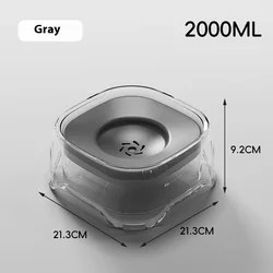 Premium Spill - Proof Pet Water Bowl with Dust - Resistant Filter, 2000ml Capacity, Transparent Design (Gray)