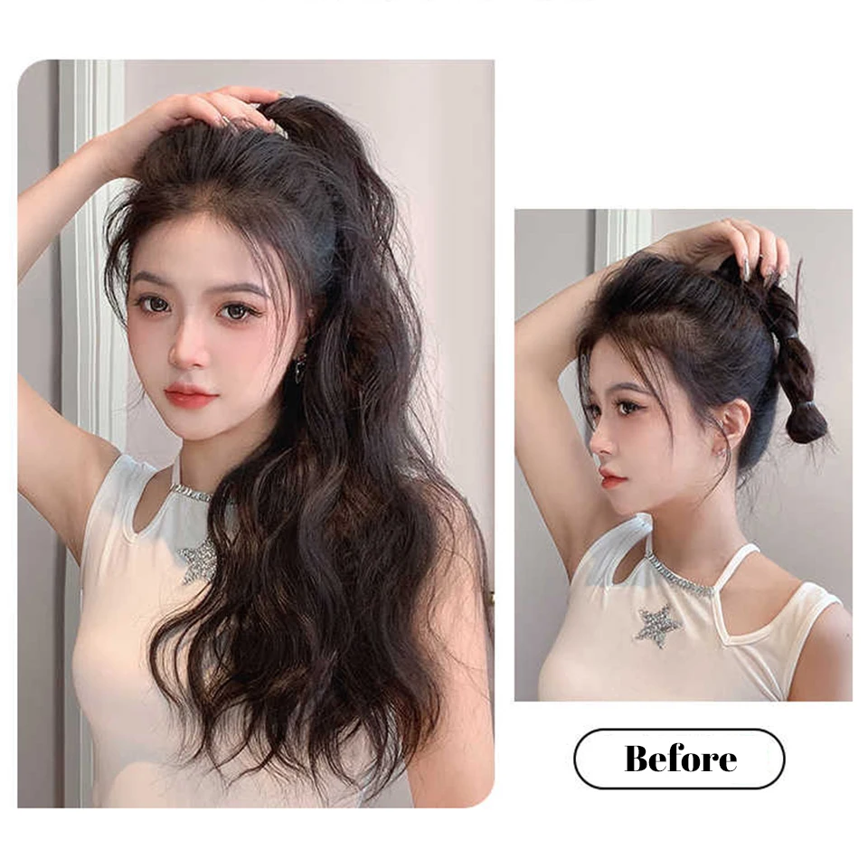 Synthetic Pink Ombre Curly Ponytail Hair Extension Clip