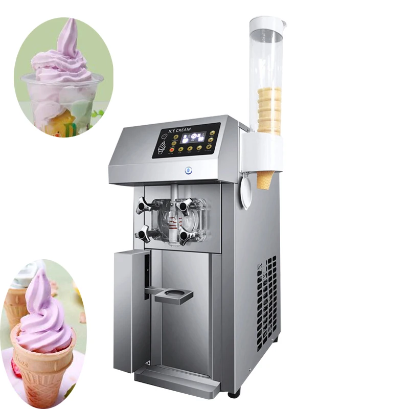 

PBOBP Desktop Soft Ice Cream Makers Machine Single Head Ice Cream Machine Stainless Steel Ice Cream Vending Machine 1100W