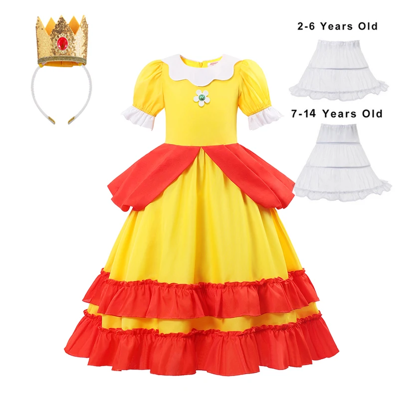 thumbnail image 1 of Vestido de princesa melocotón para niña, ropa de actuación de escenario para niños, Carnaval, fiesta de cumpleaños, Festival de revelación, disfraz de Cosplay, 1 of 5