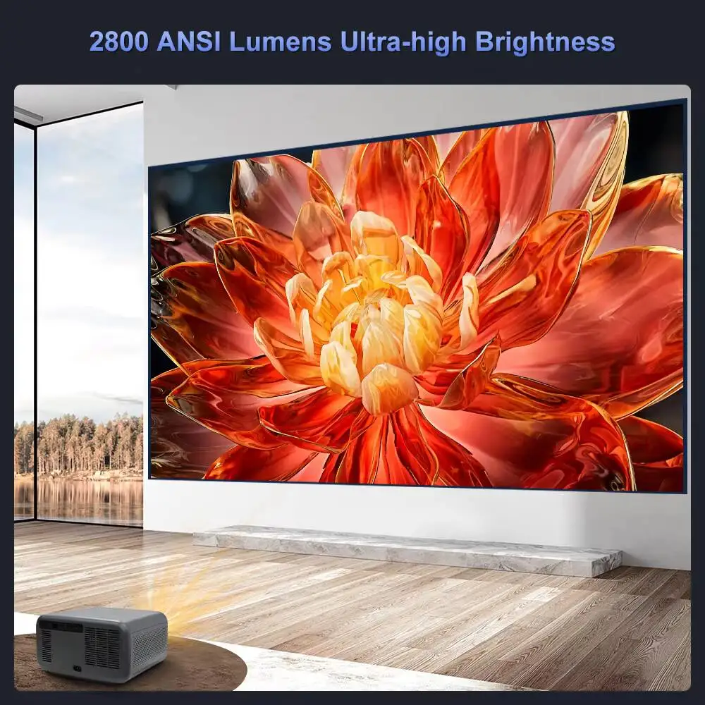 Touyinger Q12W Pro 풀 HD 1080P 4K 프로젝터는 2800ANSI 안드로이드 홈 시어터 HDR WiFi 빔 비디오 스마트 TV를 지원합니다.
