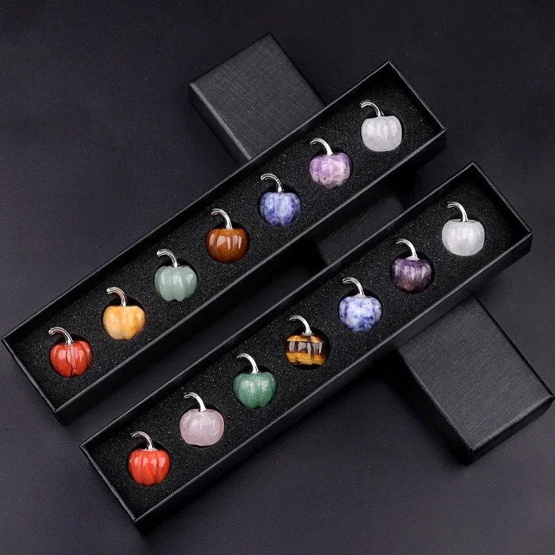 Naturstein Kürbis Geschenk Halloween Set Gruseliger Quarz Edelsteine Dekor Handwerk Thanksgiving Edelsteine Ornament Schmuck 230x50mm