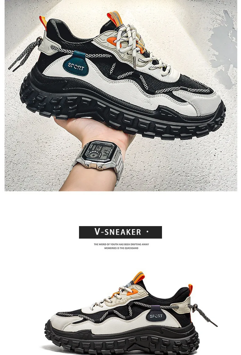 Description Picture 4 of itemMen's Fashion Shoes Men's Casual Shoes Tire Bottom Lace-up Sole Men's Shoes Thick-soled Outdoor Sports Shoe for Men Size 39-44