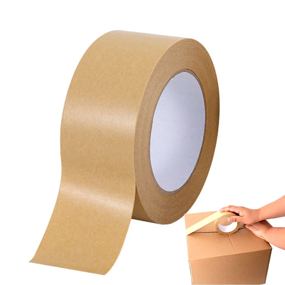 65feet Strong Adhesive Eco Friendly Packing Tape Kraft Paper Tape for