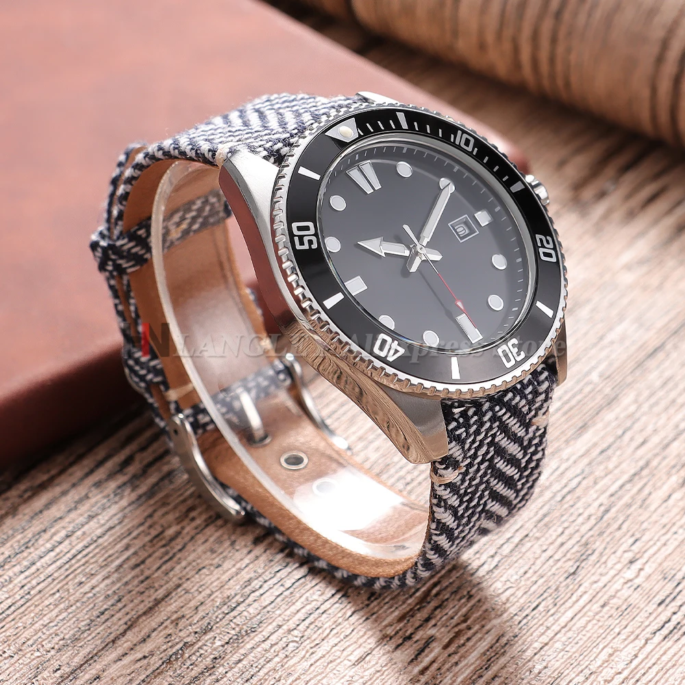 Vintage Genuine Leather and Tweed Nylon Quick Release Strap - Weave Bracelet