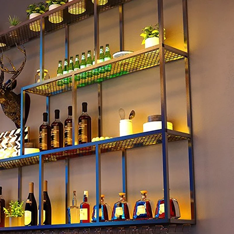 Metal Club Bar Cabinets Wall Mounted Shelf Unique Industrial Wine Cabinets Retail Cellar Armario Para Vinos Hotel Furnitures