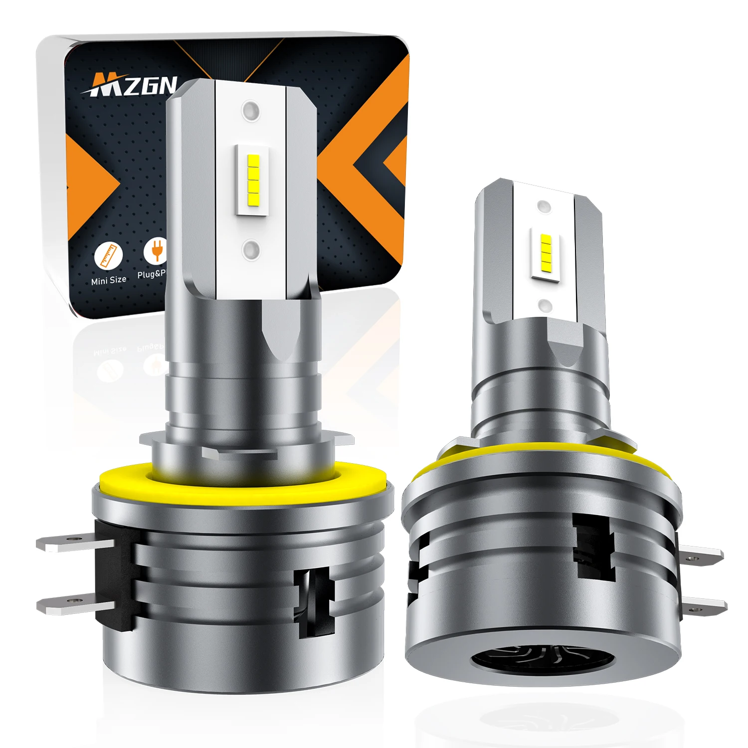 MZGN H11B LED 헤드라이트 전구 로우 빔 하이 빔, 6000K 화이트 선풍기 올인원 변환 키트, 12V, 기아 론도 2007 2008 적합, 2 개