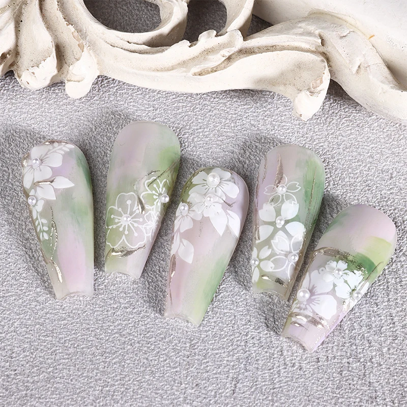 1Pcs 실리콘 네일 아트 몰드 꽃 프랑스 스타일 다섯 꽃잎 꽃 3D 릴리프 네일 템플릿 네일 아트 장식 매니큐어 도구