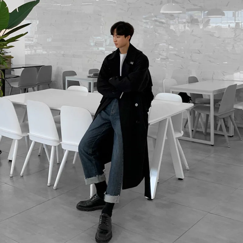 Men Trench Coat Casual Windbreaker