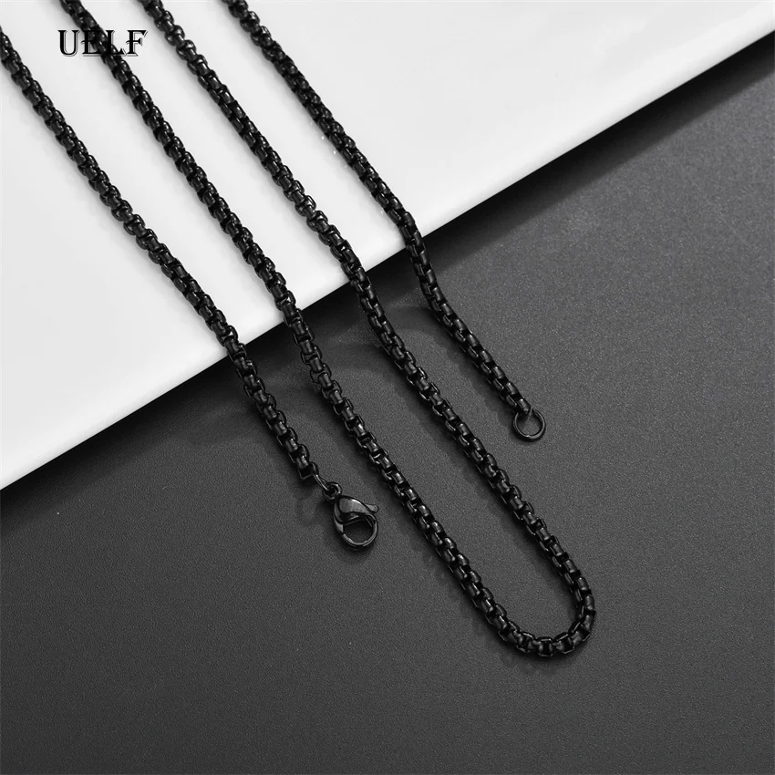 UELF 2MM 2,5MM 3MM Box Ketten Edelstahl Halskette DIY Lange Halsketten Schmuck für Frauen Männer Aussage 45CM-75CM – Detail 3