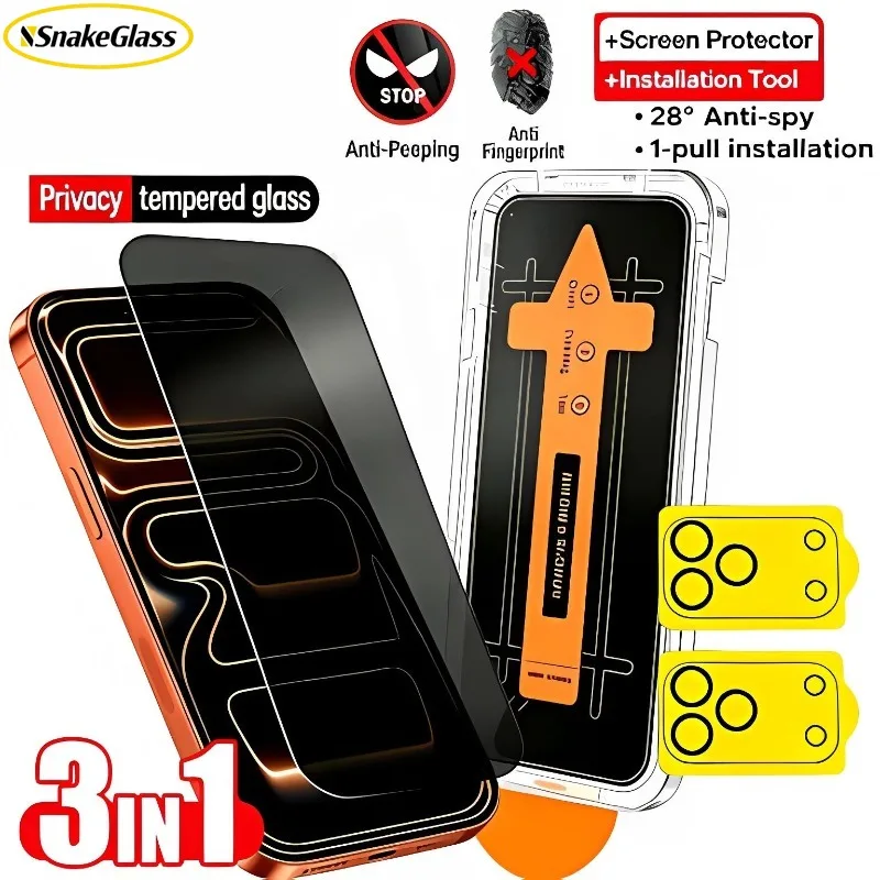Enhanced Privacy Tempered Glass & Lens Film Set - 3 Pack