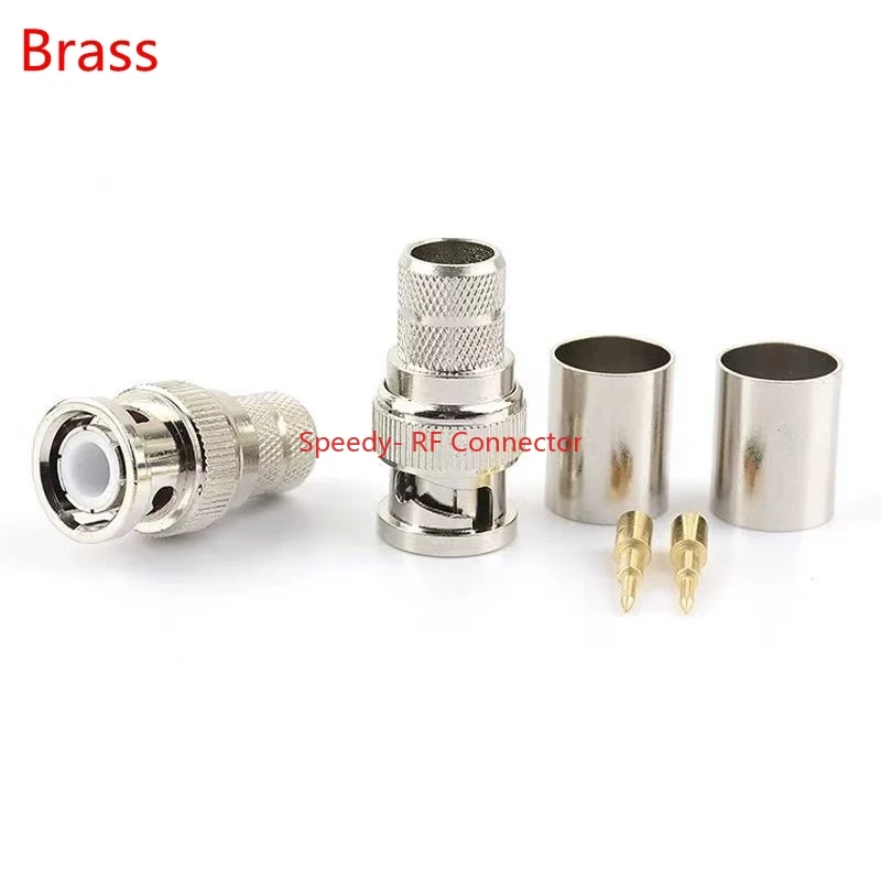 10PCS BNCJ-7 L16 Q9 BNC L Stecker Crimp Solder Clamp für LMR400 RG393 RG214 7D-FB CNT400 Koax Kabel messing