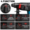 Gisam 4 Function Brushless Cordless Electric Hammer Drill Rotary Hammer Electric Impact Drill Power Tool for Makita 18V Battery 4