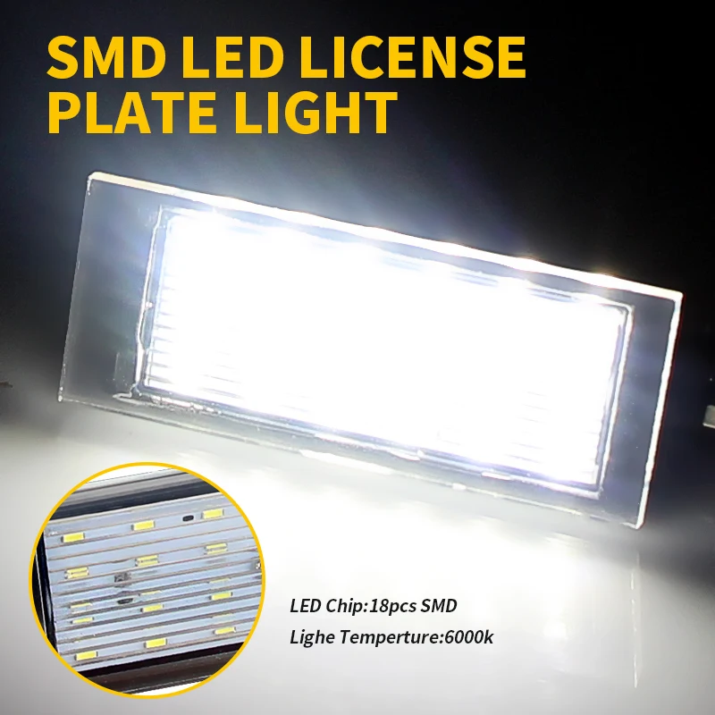 éclairage Plaque Immatriculation Led 2 Ampoules LED Plaque Immatriculation Pour Renault Clio/Megane/Laguna - Sans Erreur CanBus Ampoule Plaque Immatriculation Voiture