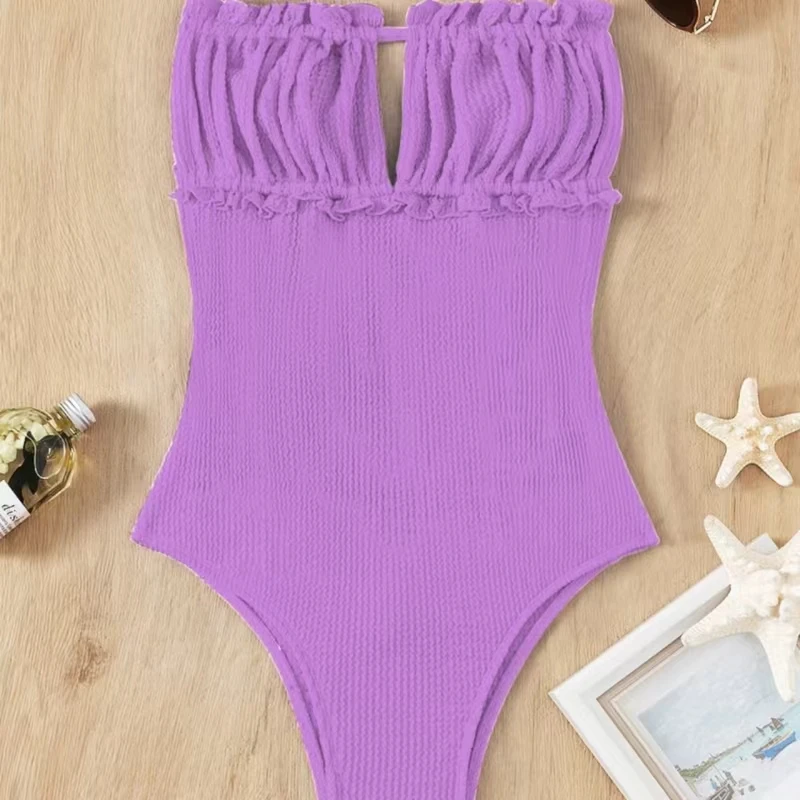 Women Solid color one-piece swimsuit One Piece Swimwear New High Waist Swimsuit Summer Beach Bathing Suit