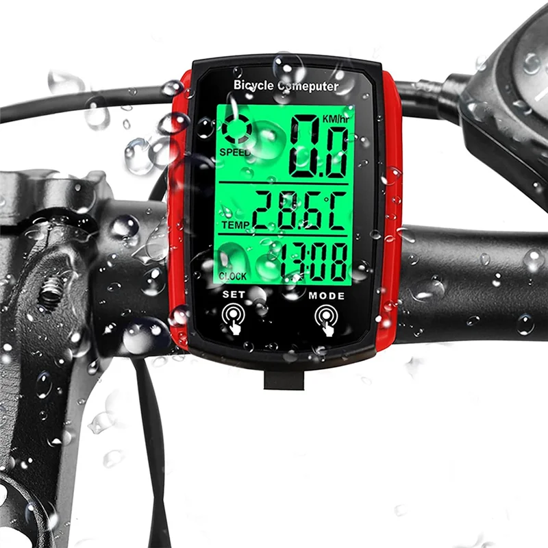 

Bike Computer,Waterproof Wired Bicycle Speedometer Odometer Cycle Computer LCD Display,Electric Bike Control Panel,Red