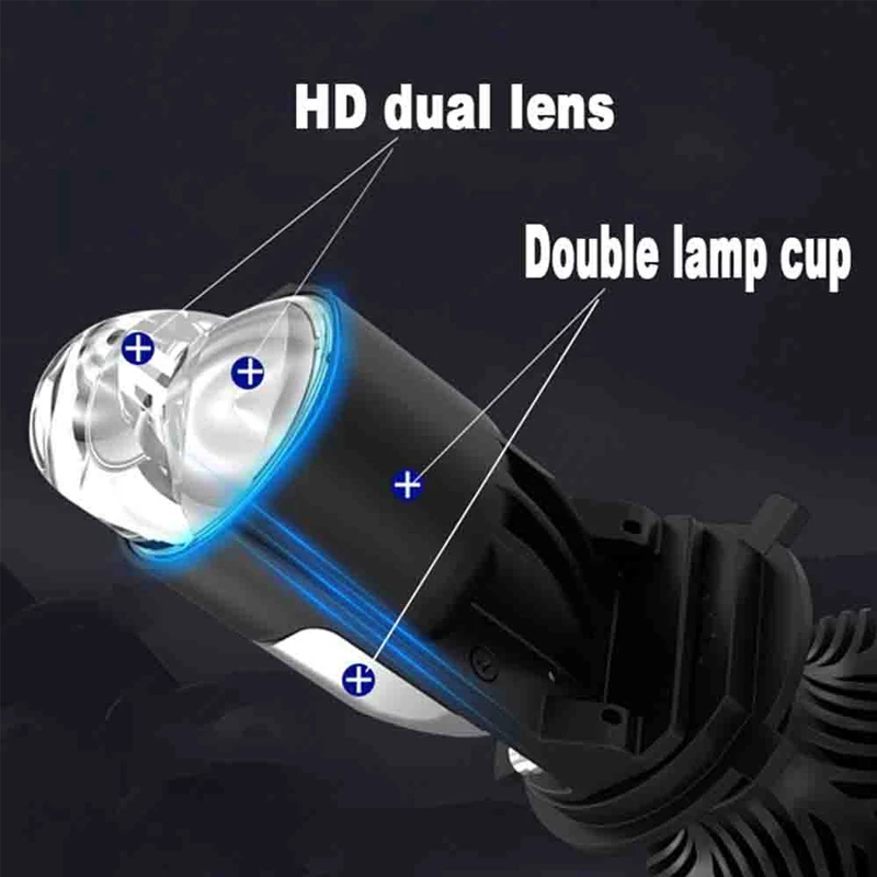 2Pcs Laser Matrix Headlight Lens High Power H4 Mini H4 Bi-led Lens Projector Lenses For Headlight Plug and Play Led With