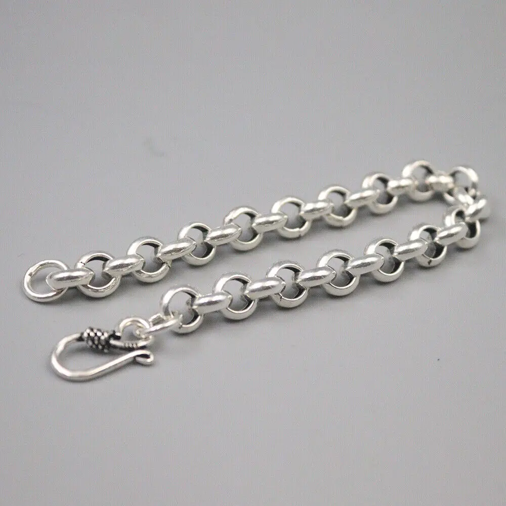 

Solid 925 Sterling Silver Big Rolo Link Bracelet Bangle 8mm Wide 7.87" Long
