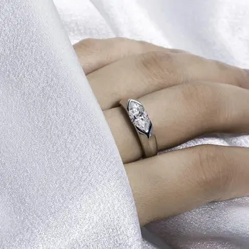 Olive Moissanite Wedding Ring Women GRA Certificate 1ct 5x8MM Laboratory Diamond Rings Jewelry 18K Gold Plated S925 Silver 6