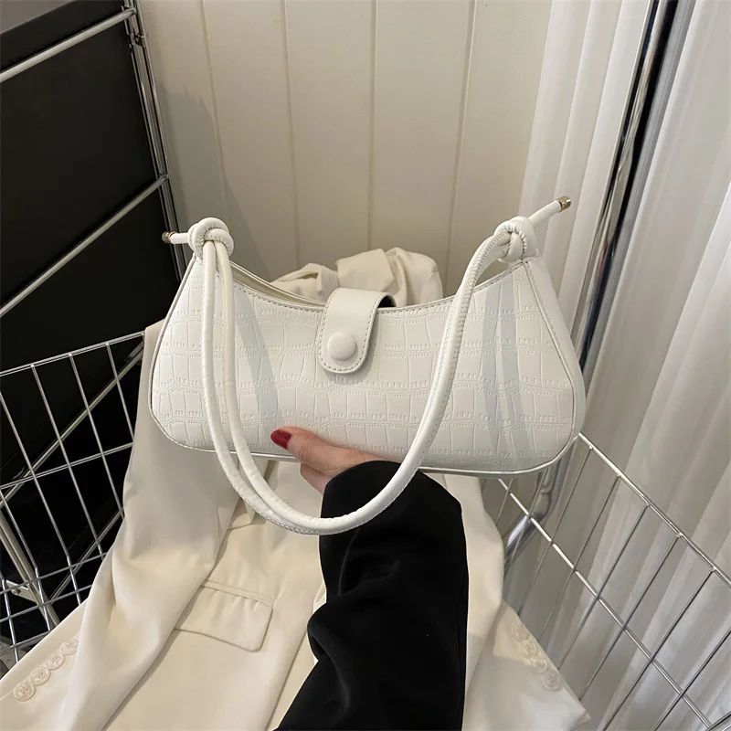 Woman Shoulder Handbag Bag White New Simple Casual Solid Color Popular Fashion Crossbody Women Y2k Clutche Retro Dermatoglyph