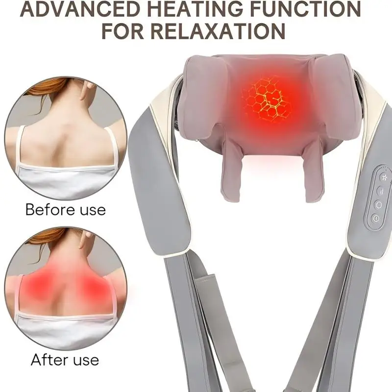 Shiatsu Back Neck Massager with Heat Cordless Shoulder Massager Electric Deep Tissue Kneading Massage Pillow for Body Leg Muscle