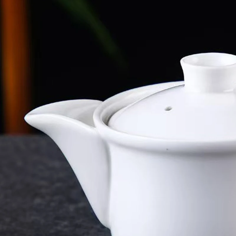 Chinese High Grade Porcelain Teapots, Minimalist Solid Color Ceramic, Kung Fu Ceramic Household, Handmade, 150ml Single Pot, 1Pc