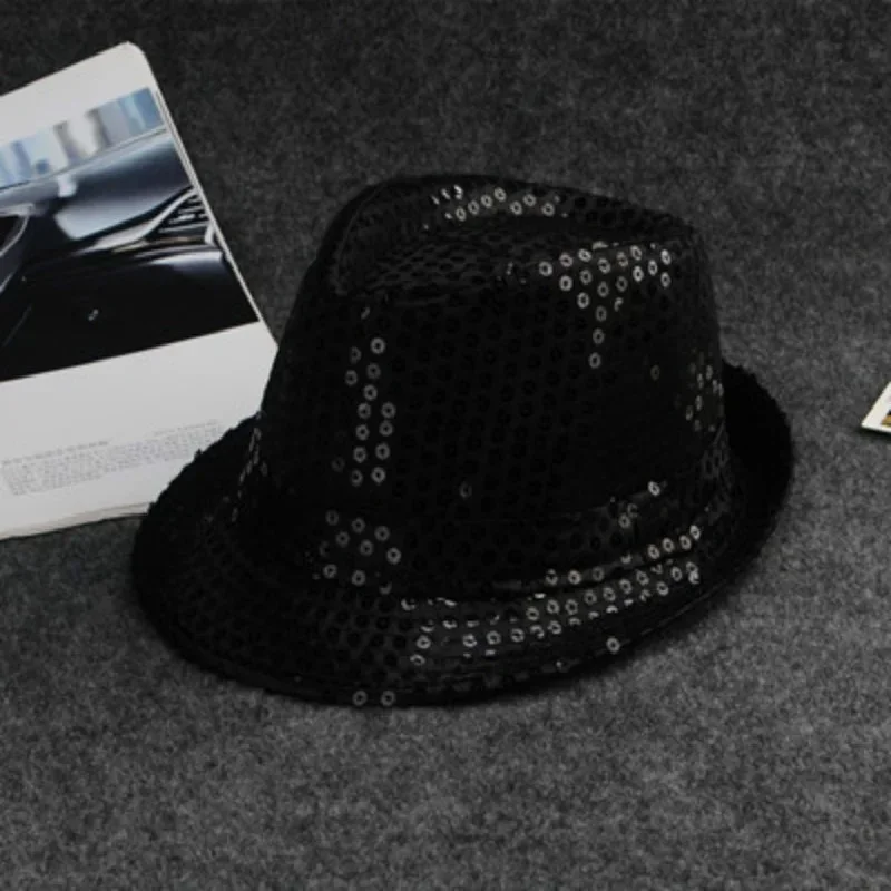 Stage Performance Sequined Hip-hop Hat Children's Day Dance Performance Jazz Hat Men And Women Festival Parties Sequined Top Hat