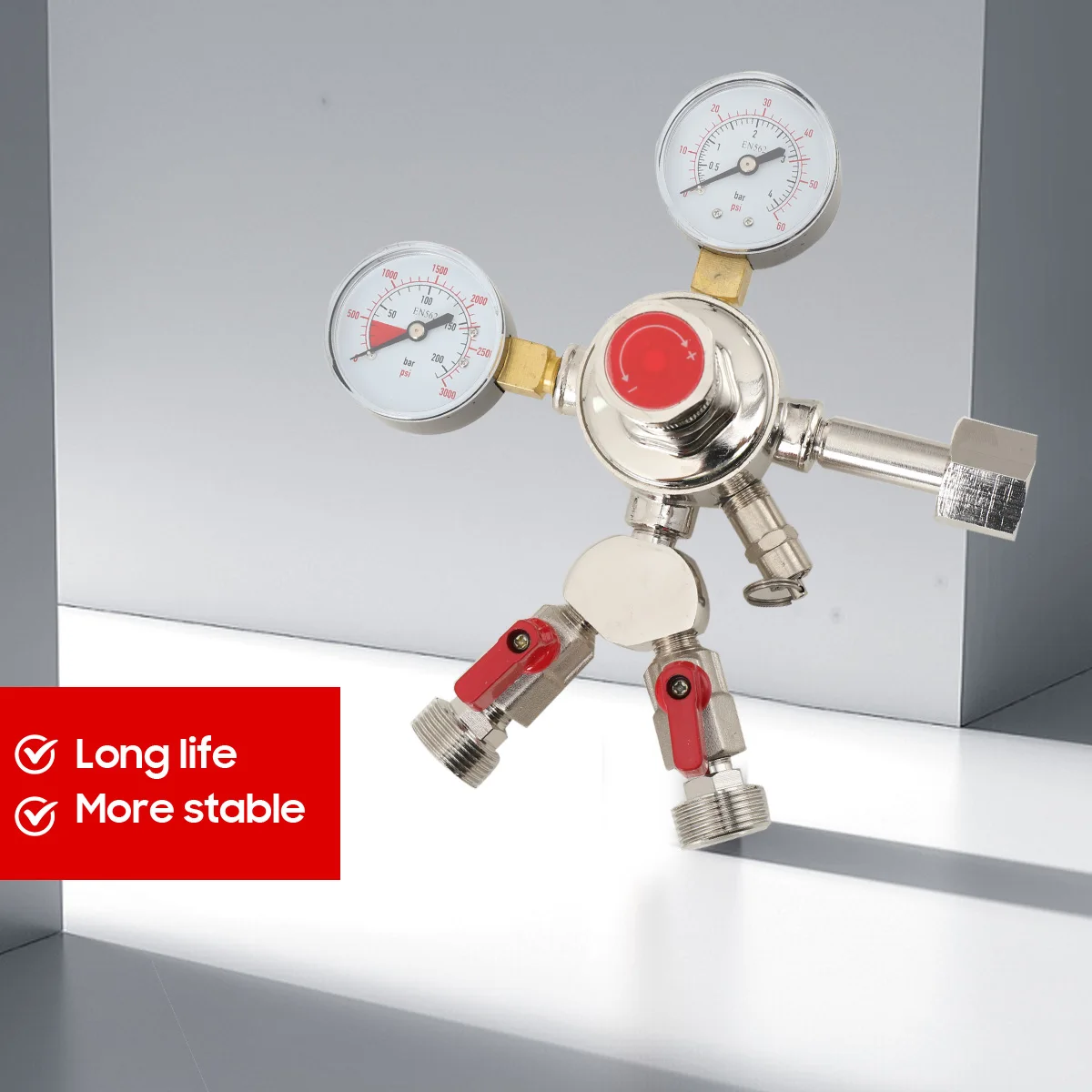 Kohlendioxid Gas Meter Primäre Druckminderventil Manometer Doppel Ventil Zylinder Manometer – Detail 11