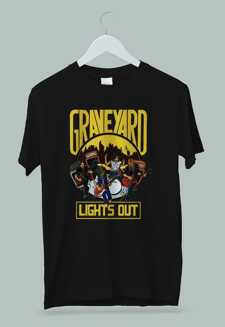 Cimitero Svedese Hard Rock Band Lights Out Over Us T-Shirt S-2Xl
