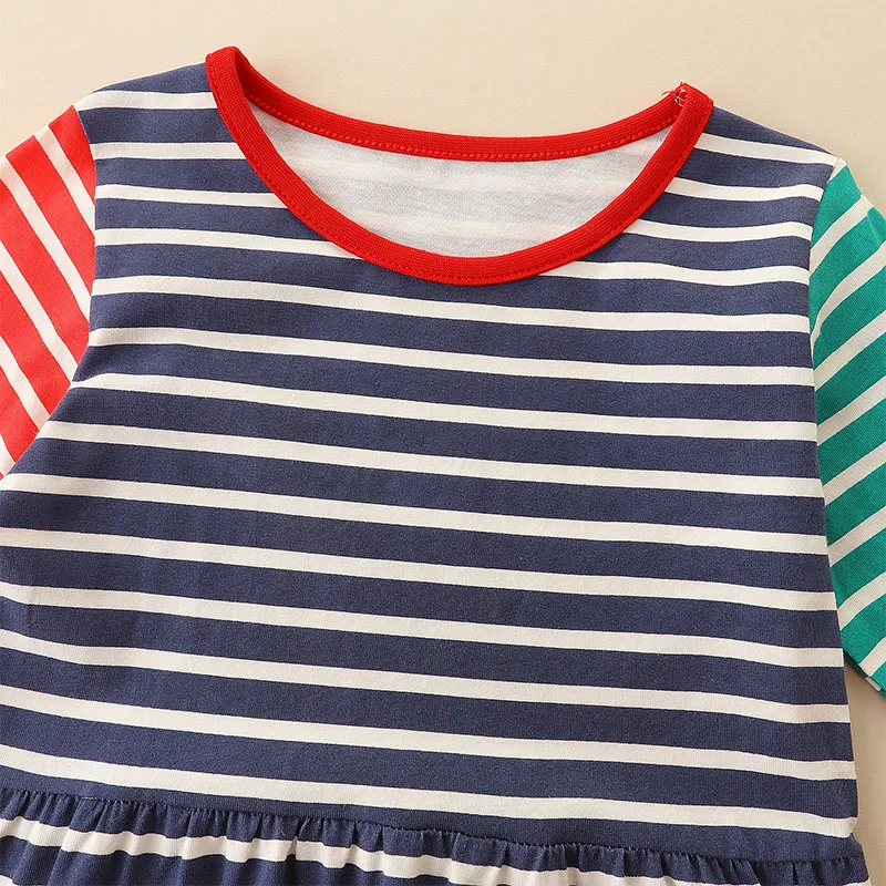 Girls Dress Christmas Animals Dogs Rabbit Kids Long Sleeves Dress Cotton Girl Clothes Winter Children's Clothing