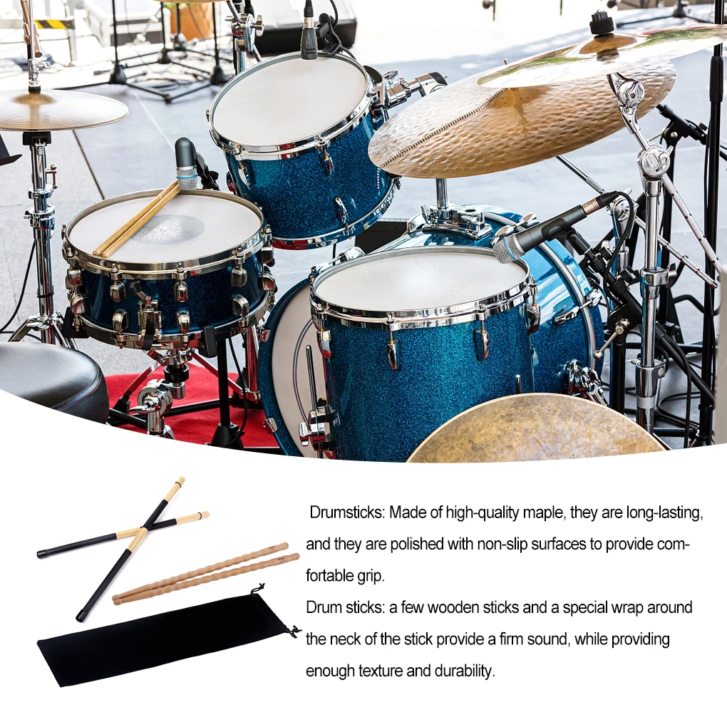 

Drum Stick Storage Bag Non-slippery Surface Resilience Drums Supplies Percussion Part Decorative Compact Size Wood Rod